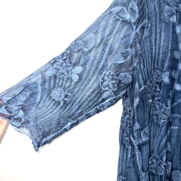 Soft Surroundings Starling Silk Boho Floral Embroidered Dress - Blue 2X - Picture 4 of 6